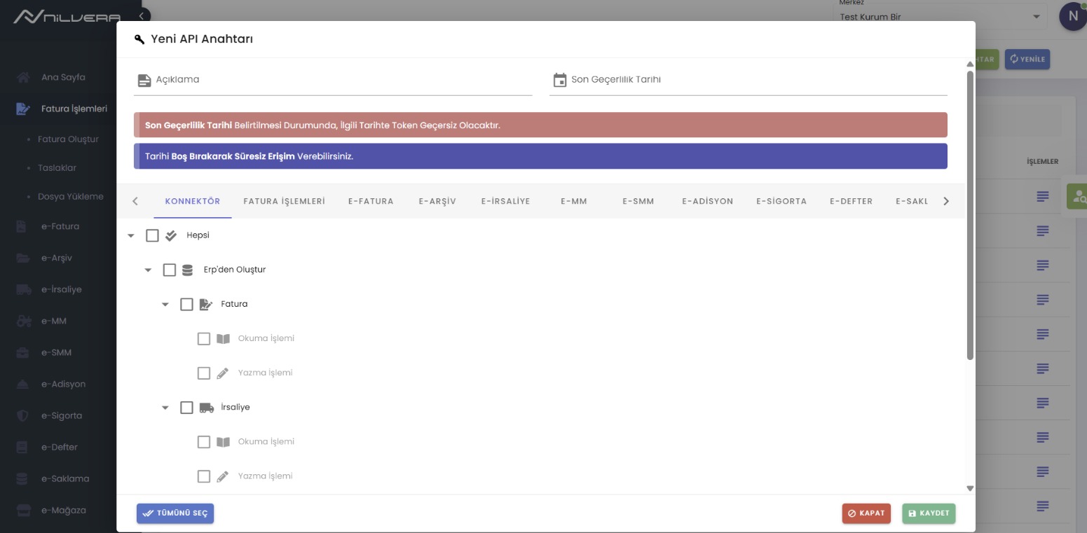 Görsel 3: Yeni Anahtar oluşturma ekranı